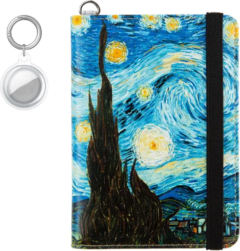 Vista 23 de Soporte para pasaporte, bonita funda para pasaporte, cartera de viaje con ranuras para tarjetas de crédito, cartera de pasaporte RFID impermeable