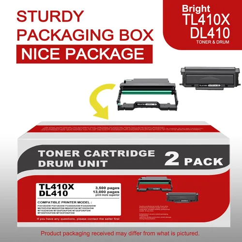 Vista 4 de 1 Pack Black TL410X Toner Cartridge & 1 Pack DL410 Drum Unit Compatible, Replacement for Pantum Series - Compatible with: P3010D/DW M6700D/DW