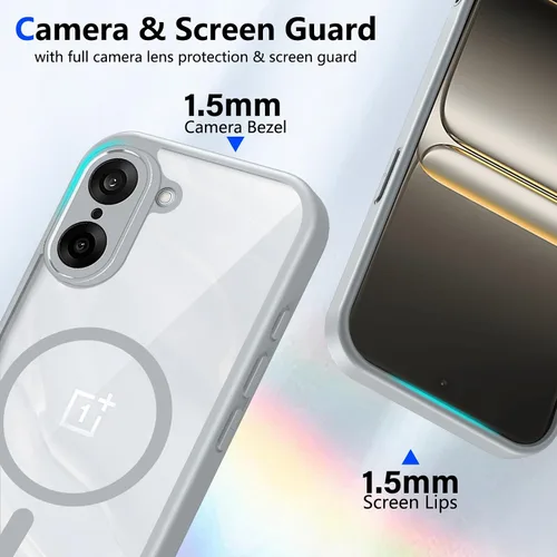 Vista 720 de Funda magnética transparente compatible con Xiaomi 17T, color negro 2 en 1 PC + TPU cubierta de teléfono a prueba de golpes, carcasa protectora