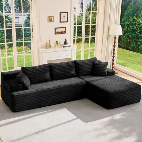 Vista 67 de Hobestluk - Sofá modular sin hueso, sofá seccional en forma de L 96" Right Facing Chaise Black,Memory Foam,Removable Cover,Non-slip Bottom,No