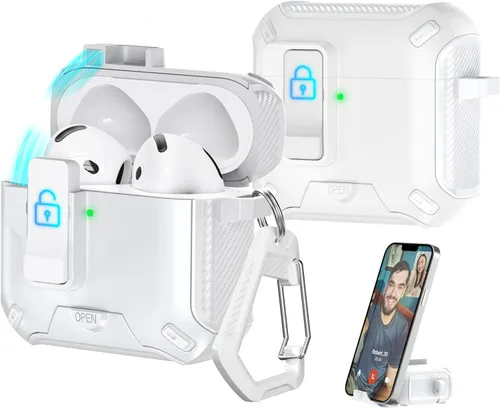 Vista 73 de R-fun Funda de carga compatible con AirPods de 2ª generación 2019, 1ª generación 2016, protección completa contra caídas, tapa desplegable