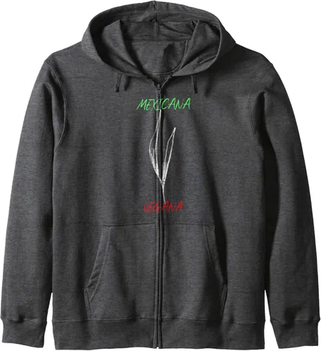 Vista 4 de Mexicana Vegana Sudadera con capucha vegana mexicana con cremallera, Negro