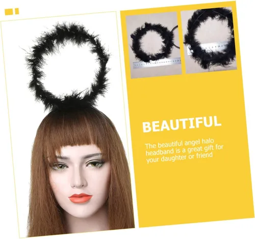 Vista 9 de USHOBE 30 Pcs Black Angel Headband Cosplay Costume Makeup Headband Prom Tiara Headbands for Women Headbands for Halloween Party Angels Hair
