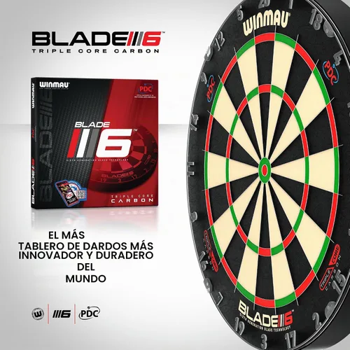 Vista 7 de WINMAU Professional Bristle Dartboard - PDC Tournament Board with Official Tournament Specifications - Available in Blade 6 Single, Dual, Triple