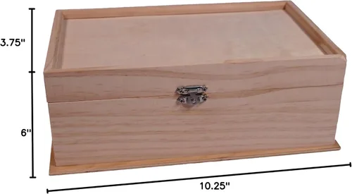 Vista 5 de Creative Hobbies Joyero de madera sin terminar con espejo y compartimentos extraíbles, organizador de joyas de madera listo para pintar, teñir