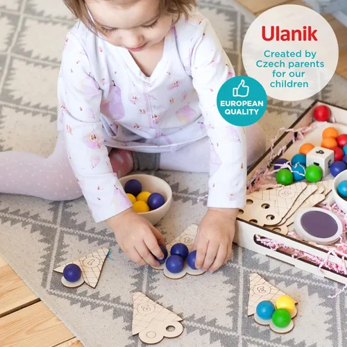 Vista 2 de Ulanik Sweet Counting - Juguetes Montessori grandes para niños de 3 años + juego de madera a juego para aprender a clasificar y contar colores - 60