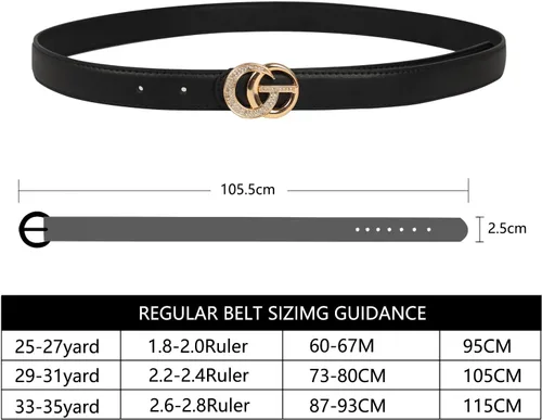 Vista 6 de Aurolran Cinturón de cuero clásico con hebilla de metal para mujer con vestido de jeans