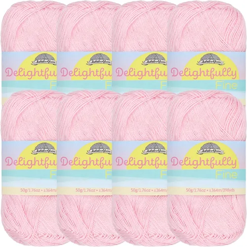 Vista 72 de JubileeYarn - Ovillo de hilo deliciosamente fino, 1.76 oz/madeja de rayón de bambú, color rosa polvo, 4 madejas