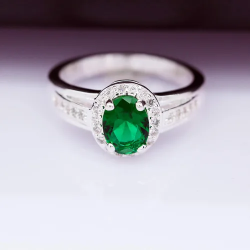 Vista 4 de Uloveido Anillos de declaración de halo de cristal de circonita roja para mujer, joyería chapada en plata PJ139, Piedra, Rubí sintético