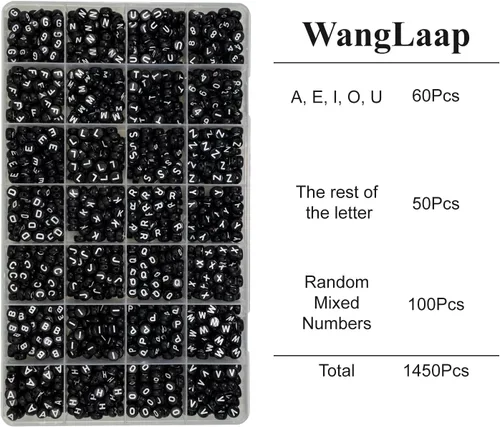 Vista 2 de Juego de 1450 cuentas de letras redondas de acrílico de 0.16 x 0.27 pulgadas, cuentas de las letras del alfabeto de la A a la Z y cuentas de números