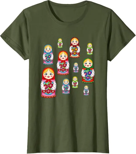 Vista 30 de Rusia - Camiseta de juguete retro para niños, diseño de muñecas rusas