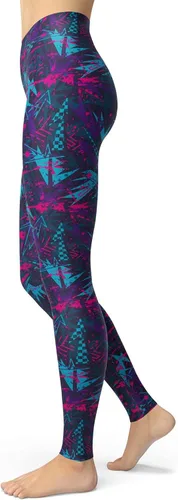 Vista 6 de sissycos - Leggings para mujer de los años 80 con estampado neón salpicado artístico, suaves como la seda y elásticas Splash abstracto