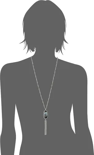 Vista 3 de Lucky Brand Collar Lariat con cuentas de nácar plateado, Metal