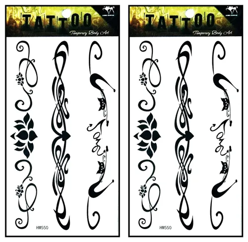 Vista 5 de Tatuajes de 2 hojas de hermosas flores de rosa morada, ancla de paloma, tatuajes temporales, calcomanías de tatuajes falsos para cuerpo, brazo