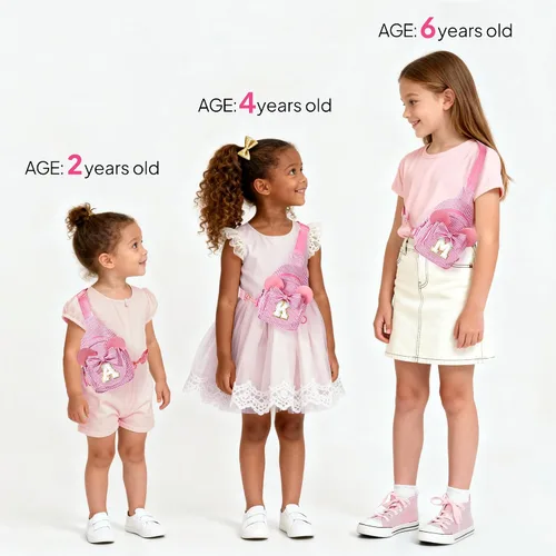Vista 5 de Bolso bandolera para niñas, regalos para niñas de 2, 3, 4, 5, 6 años Azul