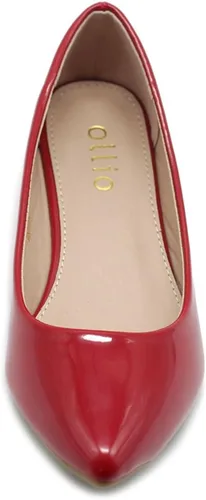 Vista 3 de Ollio Zapato de ballet básico para mujer con punta puntiaguda y esmalte plano