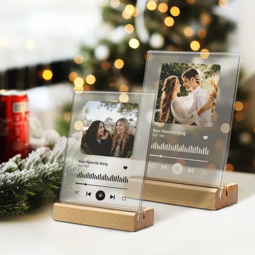Vista 5 de Placa personalizada de Spotify, canción acrílica con foto y texto, marco de fotos personalizado para parejas, bodas, aniversario (4 x 6 pulgadas)