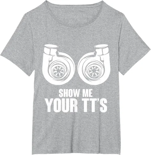 Vista 89 de Funny Show Me Your TT's Twin Turbo Car Racing Camiseta, Negro, S