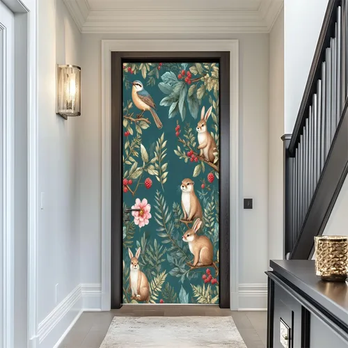 Vista 8 de Calcomanías para puerta, arte de pared 3D con mareos, color blanco y negro, colores primarios, murales, papel tapiz autoadhesivo para puerta, póster