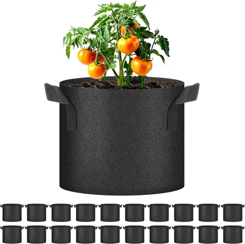 Vista 9 de Bolsas de cultivo de plantas HealSmart 3 galones, juego de 10 macetas para tomate con asas, tela no tejida de aireación, maceta de jardinería Negro
