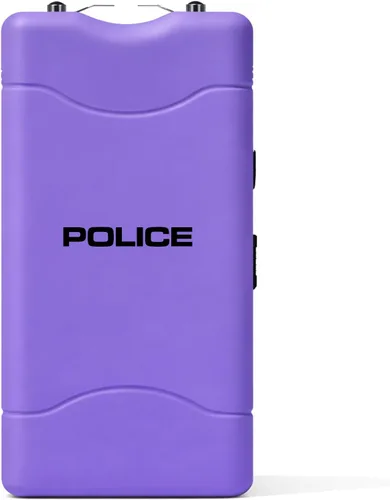 Vista 3 de Policía Stun Gun 800 Mini recargable LED linterna autodefensa púrpura