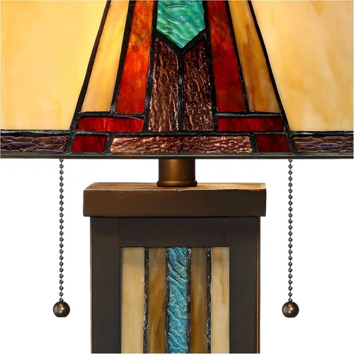 Vista 8 de Robert Louis Tiffany Ranier Mission - Lámpara de mesa estilo Tiffany de 3 vías con atenuador de mesa y luz nocturna de 25 pulgadas, pantalla