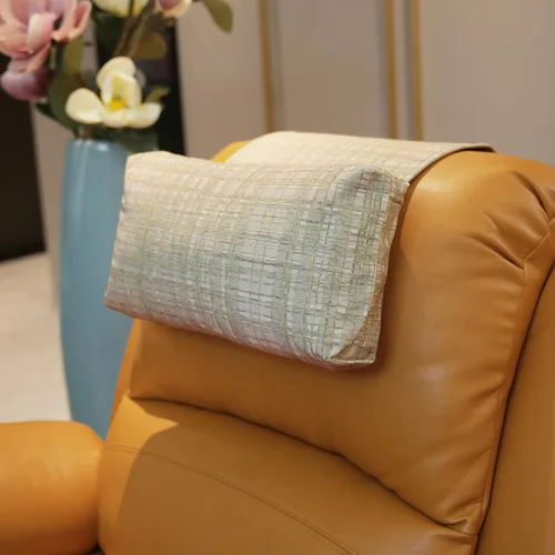 Vista 17 de Almohada antideslizante para la cabeza para reclinables - Cojín de apoyo para el cuello con cubierta de terciopelo para alivio del dolor en el Beige