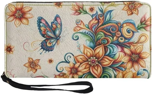 Vista 19 de Coldinair Cartera de piel sintética con cierre de cremallera para mujer, con bloqueo RFID, monedero para teléfono con correa para viaje, Añade tu