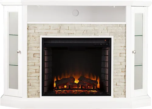 Vista 2 de Southern Enterprises chimenea eléctrica convertible, Metal, Blanco
