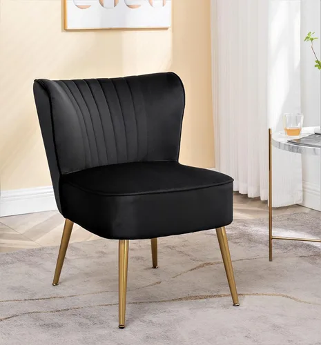 Vista 11 de Container Furniture Direct Silla moderna de terciopelo para sala de estar, dormitorio o entrada, diseño elegante y cómodo sin brazos con patas