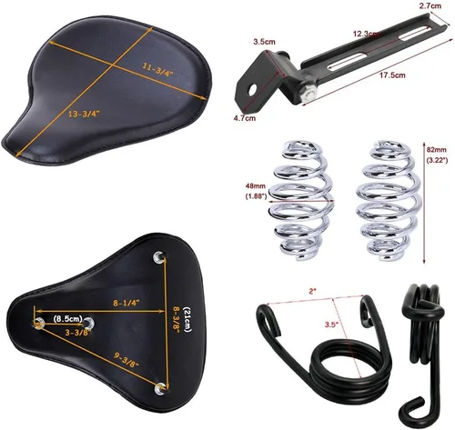 Vista 5 de Asiento individual con amortiguador en negro para motocicleta, compatible con Honda Rebel 250 300 500, reequipado Harley Sportster XL1200 883 Bobber