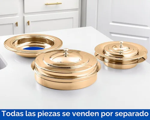 Vista 3 de Bandejas de comunión doradas prémium para iglesias Juego de utensilios de comunión de acero inoxidable, suministros Bandeja de pan