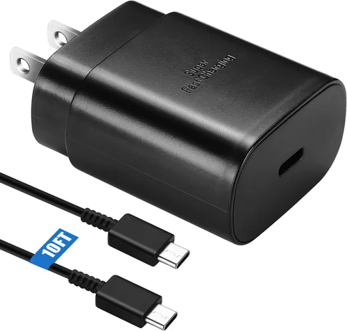 Vista 24 de Kit de cargador súper rápido tipo C, bloque de cargador de teléfono Android PD de 25 W PD USB C y cable de carga C de 5 pies, cable de carga rápida