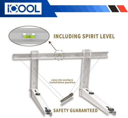 Vista 5 de Soporte de montaje en pared iCOOL Mini Split para aire acondicionado universal sin conductos de 9000-36000 BTU, bombas de calor, compresores y Blanco
