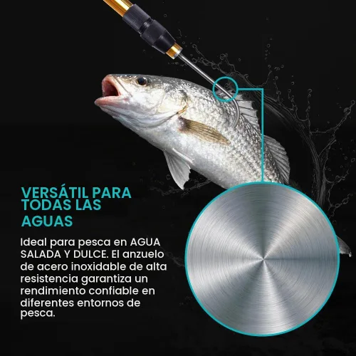Vista 5 de Gaffer Sportfishing Gancho extensible de aluminio para peces Caña de pescar ligera con gancho de lanza de mar inoxidable Empuñaduras ergonómicas