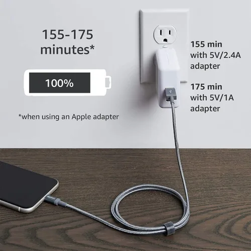 Vista 9 de Amazon Basics - Cable cargador USB trenzado de nailon - Cargador para iPhone con certificación MFi