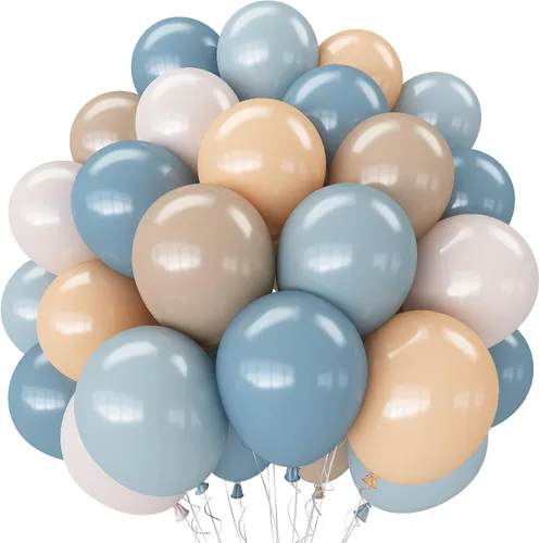 Vista 24 de Globos rosa y dorado, globo de látex rosa claro pastel de 12 pulgadas y blanco arena perla con globo metálico dorado champán beige para princesas