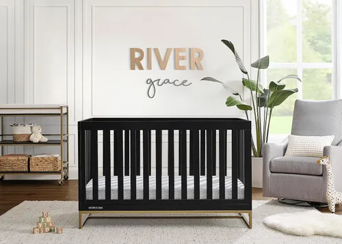Vista 2 de Delta Children Jade Cuna convertible 4 en 1 - Certificado Greenguard Gold, Ébano/Bronce bronce (Ebony/Bronze)