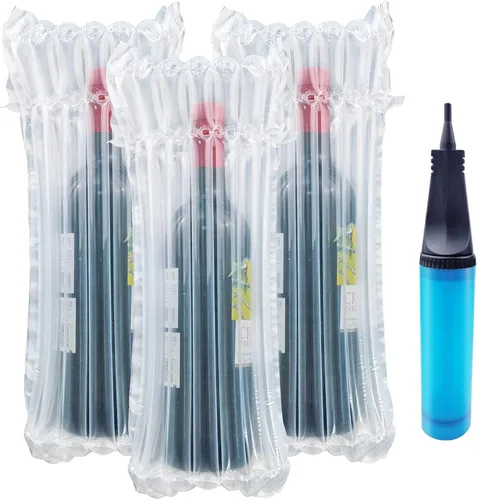 Vista 8 de Bolsas protectoras de viaje para botellas de vino, Conilly, paquete de 10 bolsas inflables de columna de aire con bomba infladora gratuita
