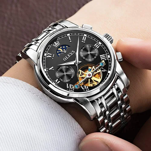 Vista 2 de Verhux Reloj automático para hombre, reloj de pulsera mecánico, impermeable, regalo para hombre
