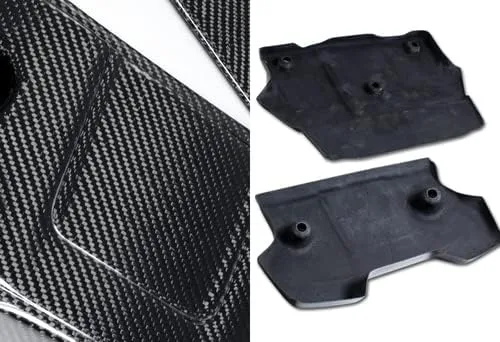 Vista 2 de 2 piezas de cubierta de motor de fibra de carbono real compatible con Nissan 370Z Z34 2009-2016, 2010 2011 2012 2013 2014 2015