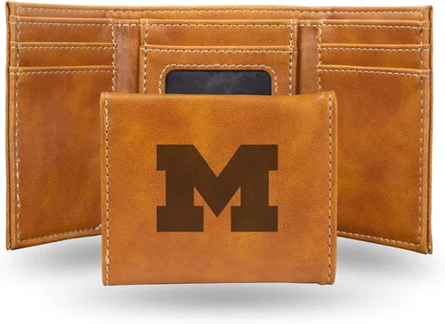 Vista 142 de NCAA Rico Industries - Billetera triple grabada con láser, con grabado láser, accesorio para hombre