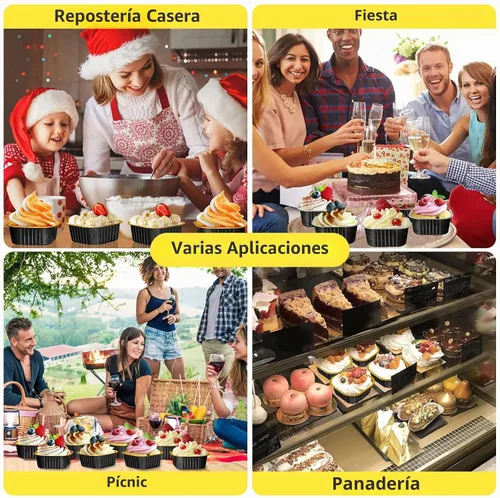 Vista 6 de Paquete de 40 mini moldes para pasteles de 10 onzas con tapas Negro