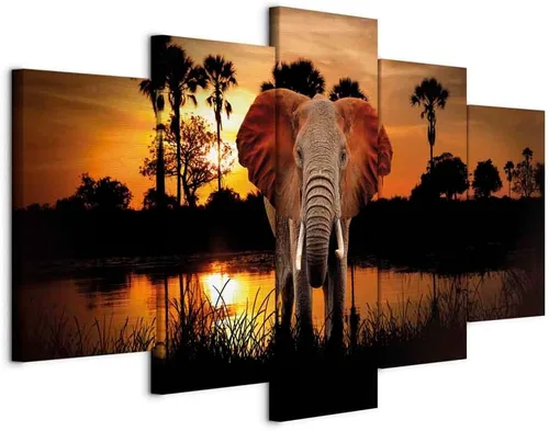 Vista 18 de artgeist Lienzo acústico para pared, diseño de África, 40 x 20 pulgadas, 5 piezas con impresión de sonido de espuma acústica, sala de arte de África