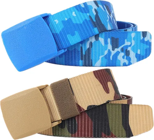 Vista 20 de Cinturones para hombre, cinturón táctico militar de nailon camuflaje con hebilla de plástico ajustable, paquete de 2