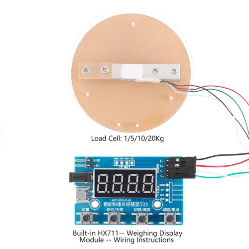 Vista 5 de HX711 Módulo de célula de carga digital, sensor de peso módulo A/D con pantalla Báscula de pesaje de 24 bits Smart Arduino Célula de carga Pantalla