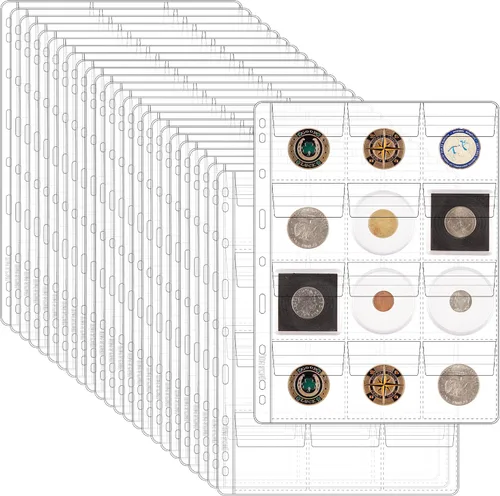 Vista 13 de 120 bolsillos de bolsillo para monedas, 2.480 x 2.638 in, colección de 12 bolsillos (2.480 in x 2.638 in cada bolsillo)