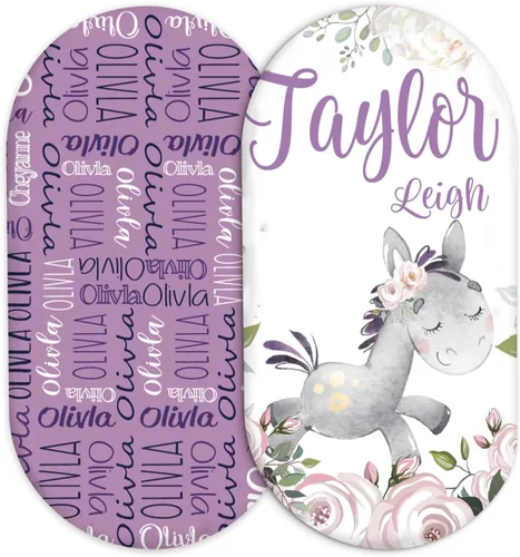 Vista 19 de Juego de 2 sábanas personalizadas para moisés de bebé, ajuste universal para colchón/almohadilla de moisés rectangular, ovalado, de reloj de arena