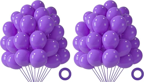 Vista 9 de LovesTown 110 globos de látex de 12 pulgadas con cinta para decoración de cumpleaños, baby shower, boda, fiesta, color azul (paquete de 2)