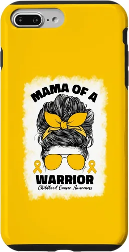 Vista 12 de Mama of A Warrior Messy Bun Mom Childhood Cancer Awareness Case for iPhone 17